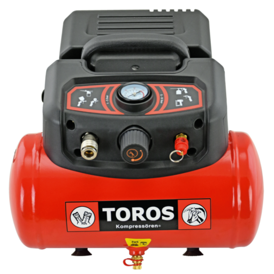 Toros - Αεροσυμπιεστής Μονομπλόκ Oilfree 1.5Hp / 6lt (#602036)