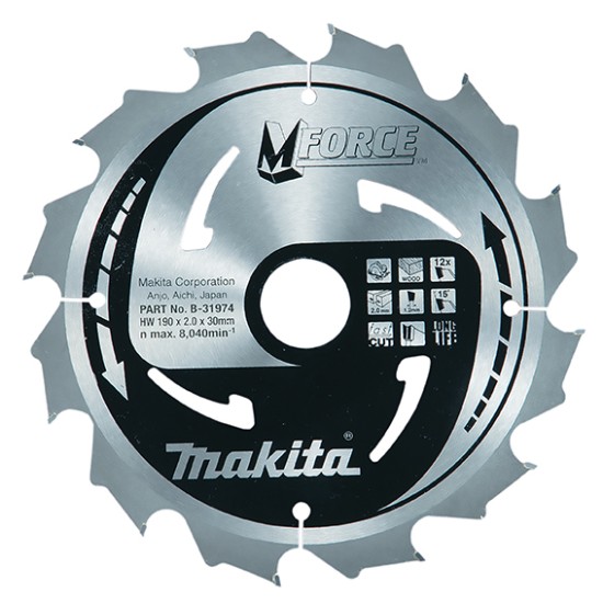 Makita - Δίσκος Κοπής Ξύλου TCT 190 (12 Δόντια) (#B-31974)