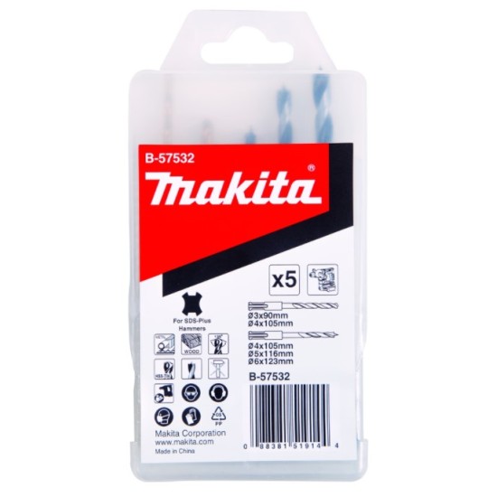 Makita - Sds Plus Σετ Τρυπανια Για Ξύλο & Μέταλλο (#B-57532)